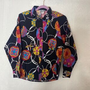 Wrangler VTG‎ Western Pearl Snap Women VTG Colorful Chain Print Funky Retro